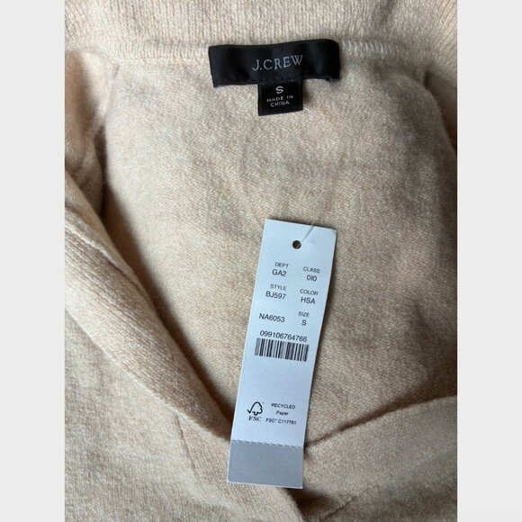 J. Crew NWT Tan Collared V-neck Wool-Alpaca Sweater in Supersoft Yarn - Size S - Picture 3 of 5